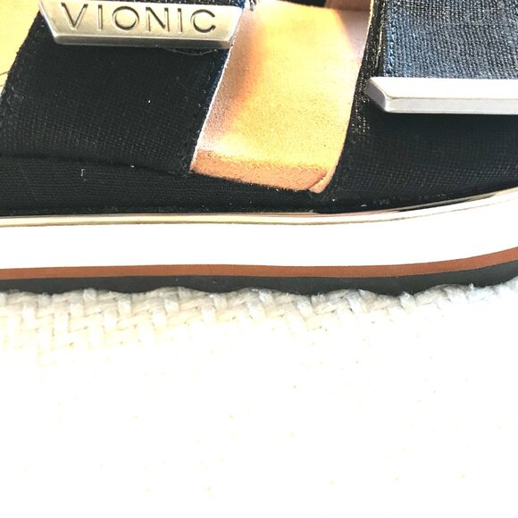 Vionic sandles women's 8.5 black adjustable canvas straps chunky arch support - Picture 6 of 9
